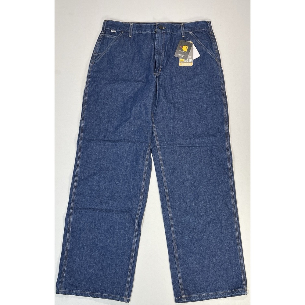 Carhartt FRB13 DNM Flame-Resistant Signature Denim Dungaree blue‎ mens 38 x 32